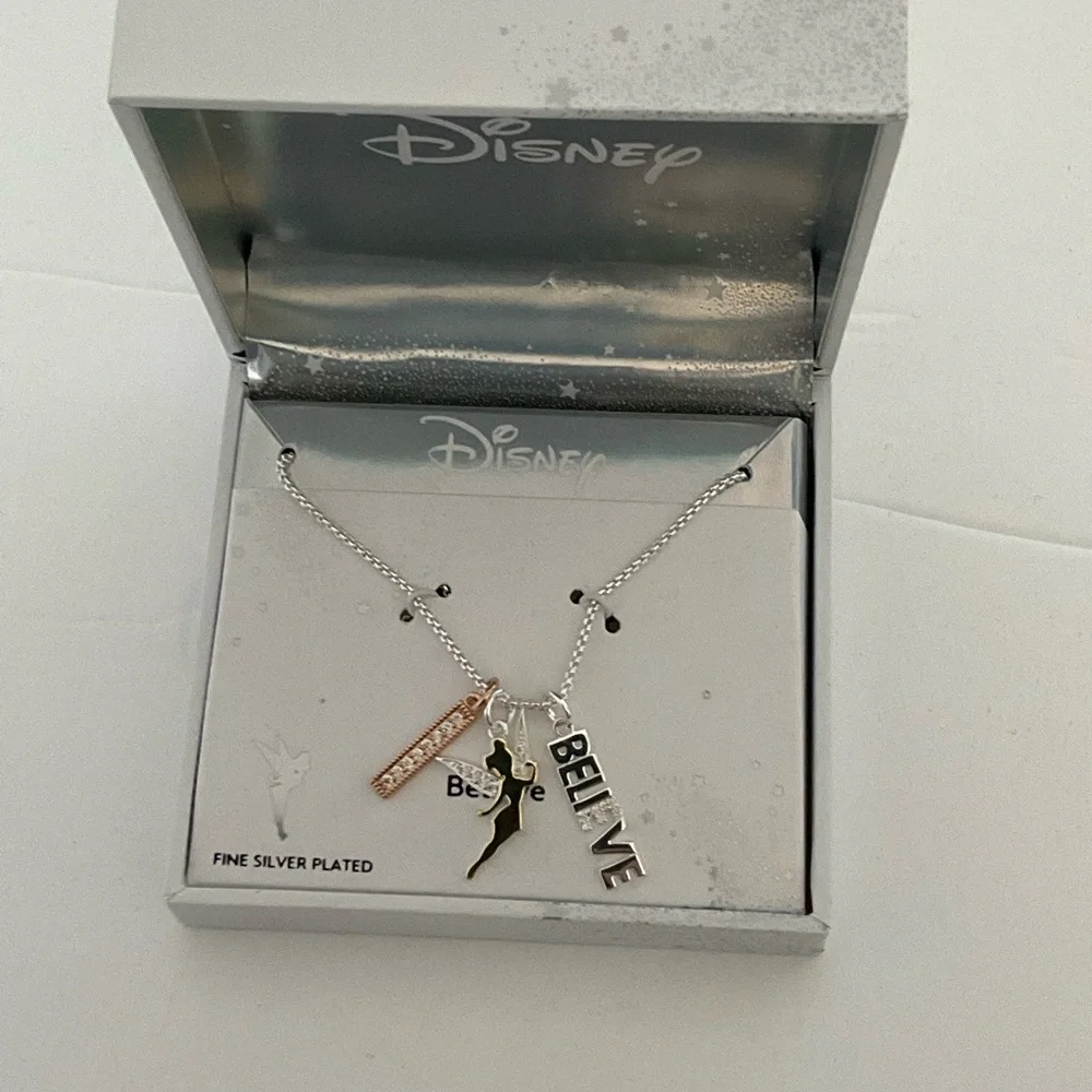 Disney Classics Jewelry | Tinker Bell “Believe” | Tri-Tone Pendant Necklace - Picture 5 of 13